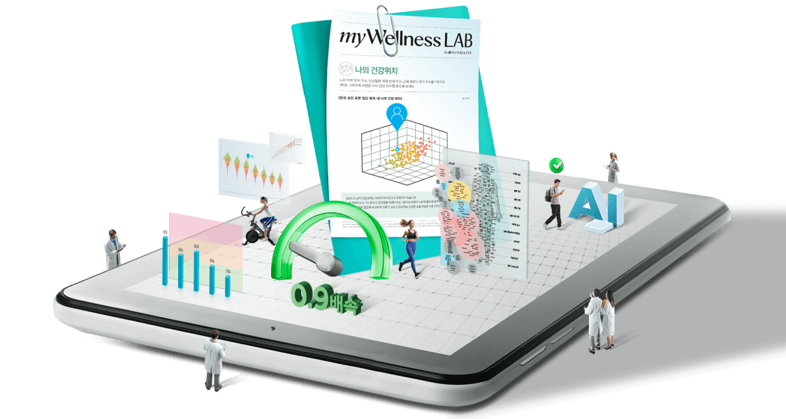 태블릿 myWellnessLAB 정보 일러스트
