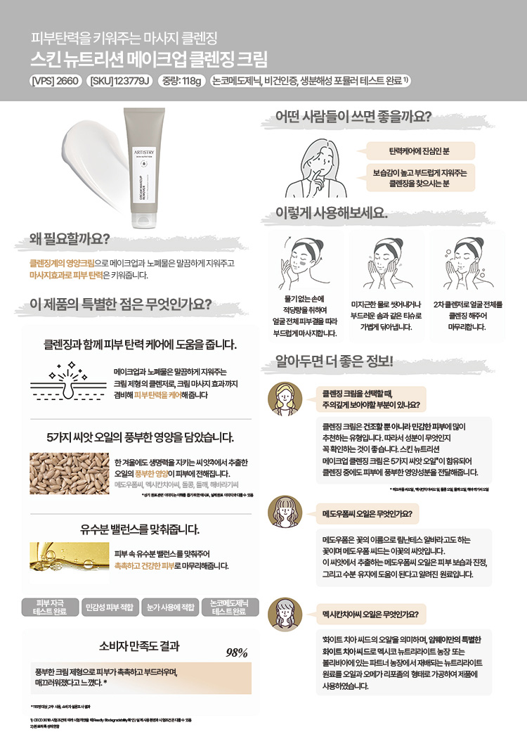 피부탄력을 키워주는 마사지 클렌징 스킨 뉴트리션 메이크업 클렌징 크림