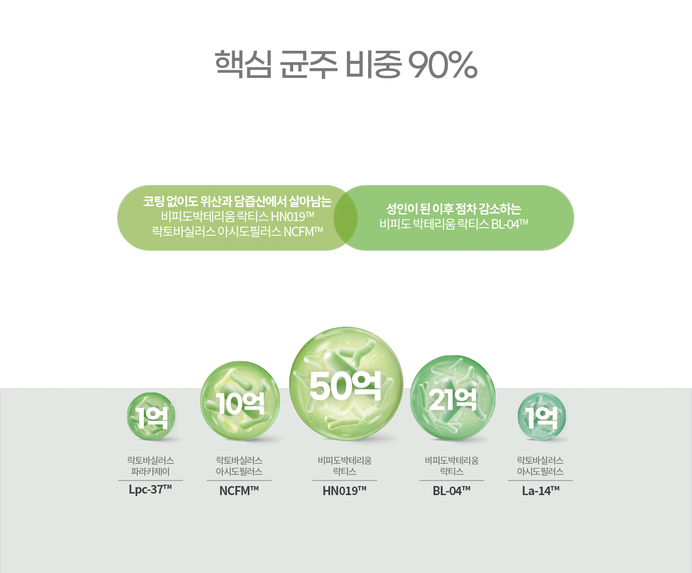 핵심 균주 비중 90% 압.도.적